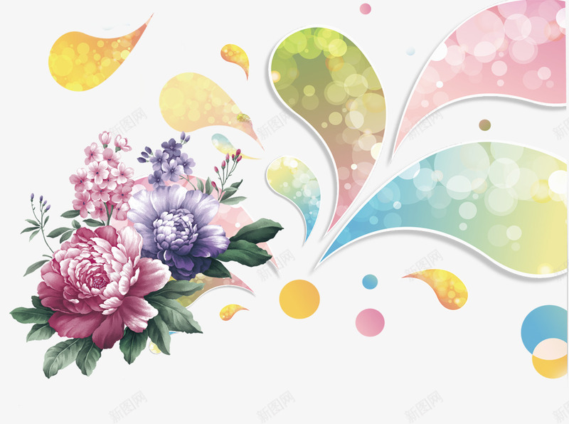 牡丹花彩色图案png免抠素材_新图网 https://ixintu.com 休闲娱乐 彩色图案 牡丹花 装饰图案