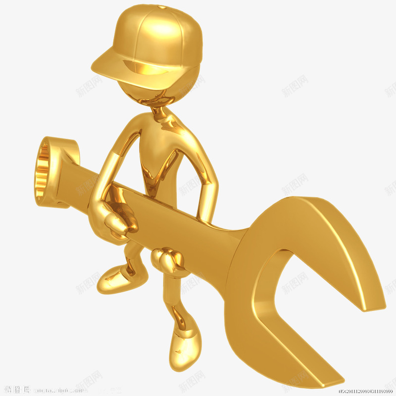 勤劳的小金人图标png_新图网 https://ixintu.com 劳动 小金人 扳子 标识 高清
