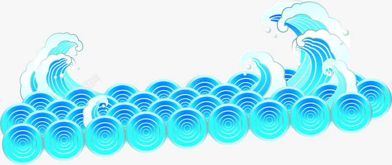 蓝色波浪浪花花纹png免抠素材_新图网 https://ixintu.com 波浪 浪花 花纹 蓝色