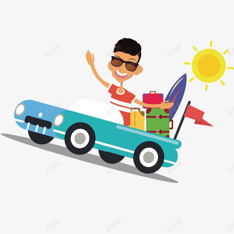 享受的时刻插图png免抠素材_新图网 https://ixintu.com 太阳 小车 旅行 行李