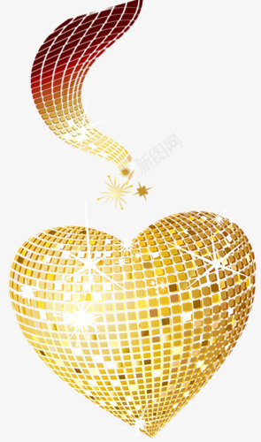 金片装饰立体爱心png免抠素材_新图网 https://ixintu.com 炫光 爱心 立体 装饰 金片