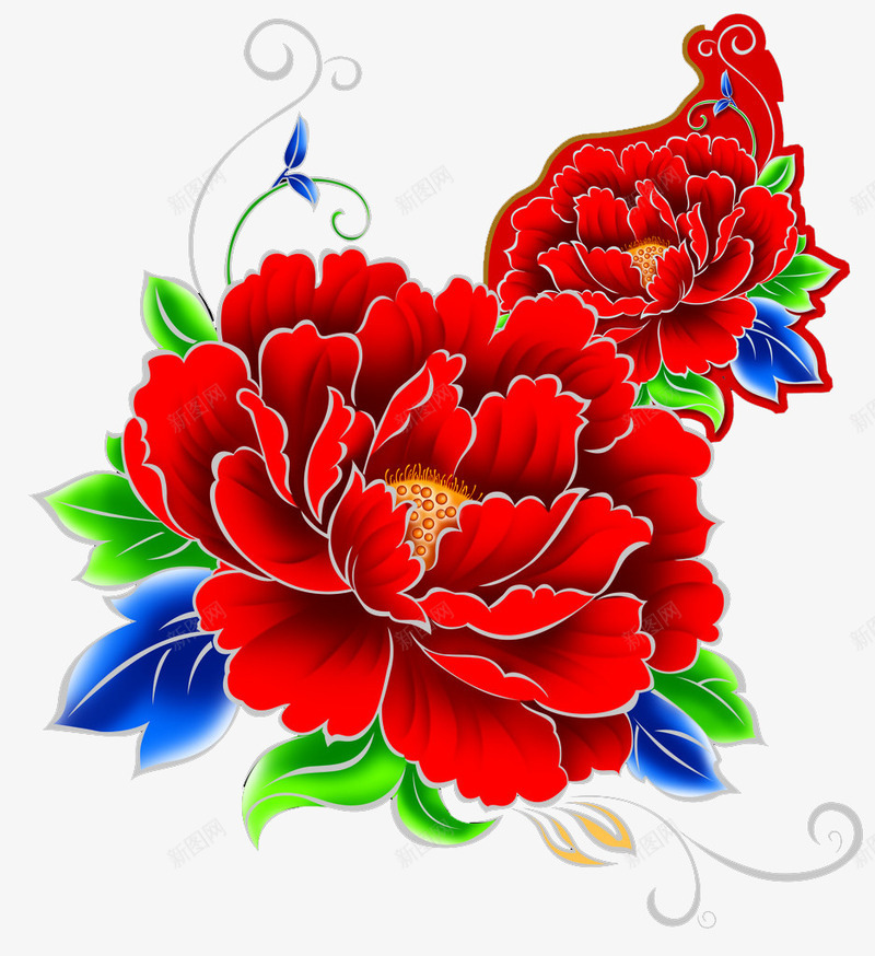 银边红色牡丹花png免抠素材_新图网 https://ixintu.com 大红色牡丹花 花卉 花朵 银边牡丹