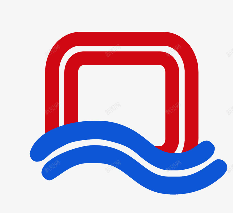 红蓝波浪图标png_新图网 https://ixintu.com 图形 对比 弧线 标识 波浪 波浪矩形 红色 色彩 蓝色