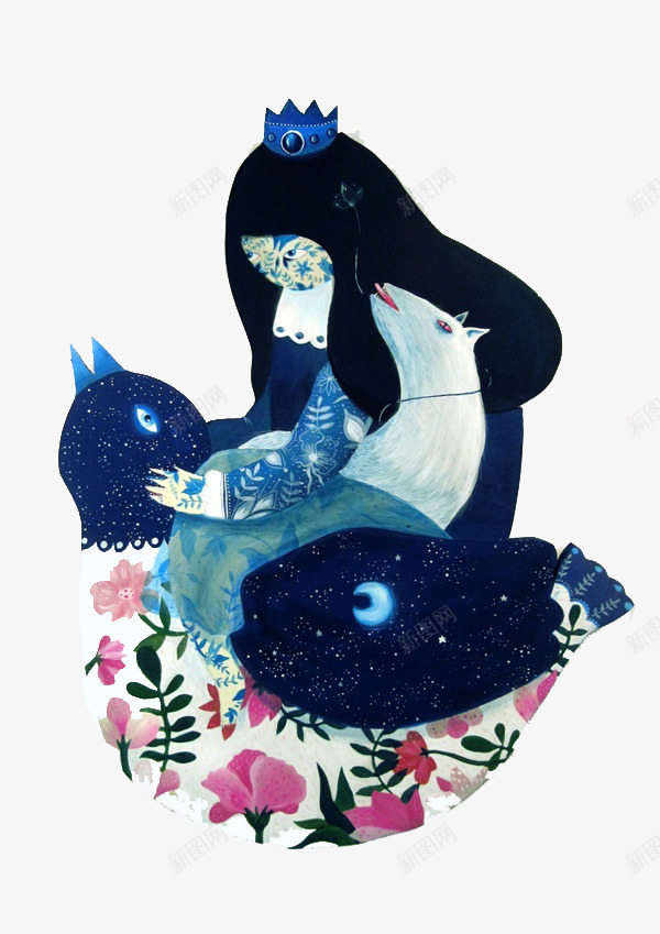 卡通女孩星空png免抠素材_新图网 https://ixintu.com 卡通女孩 宇宙 宇宙星云 星星 星空