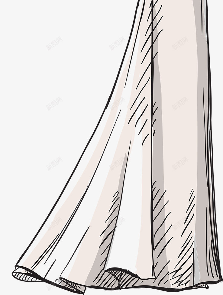 手绘线描模特png免抠素材_新图网 https://ixintu.com 人物插画 时尚手绘 模特走秀 礼服 线描时装 美丽女孩