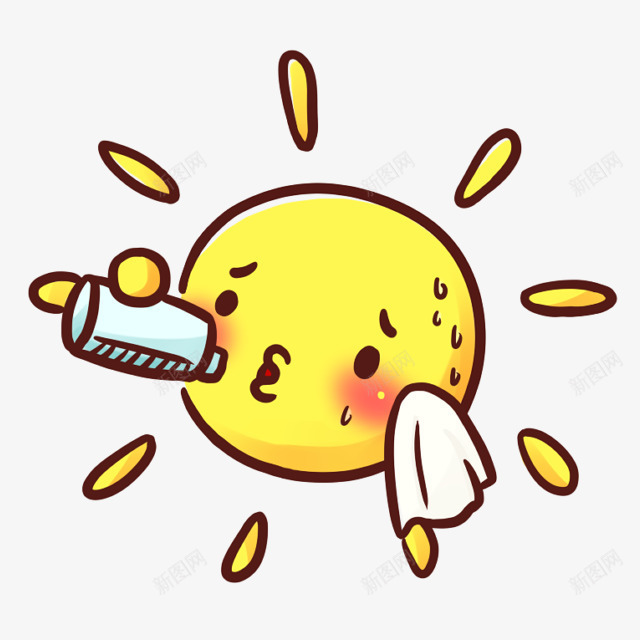 喝水的太阳卡通png免抠素材_新图网 https://ixintu.com 卡通 太阳