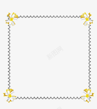 蝴蝶结装饰花边png免抠素材_新图网 https://ixintu.com 波浪 花边 蝴蝶结 装饰 金色