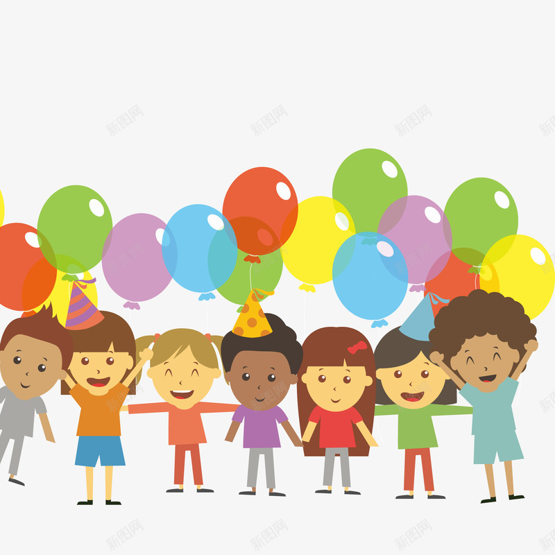 卡通一起玩耍庆祝的儿童矢量图ai免抠素材_新图网 https://ixintu.com 儿童节 国际友谊日 庆祝 玩耍 生日 矢量图