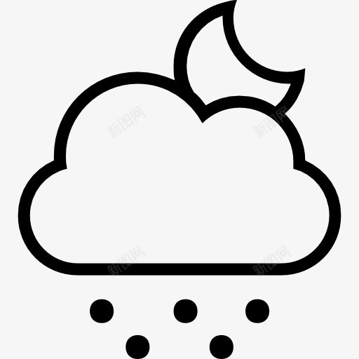 雪夜概述天气符号图标png_新图网 https://ixintu.com 云 冰雹 天气 天气行程概述 山楂 晚上 月亮 符号 象征 雪