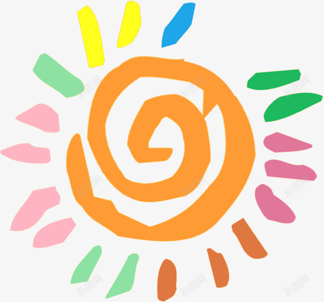 手绘彩色儿童节小太阳png免抠素材_新图网 https://ixintu.com 儿童节 太阳 彩色