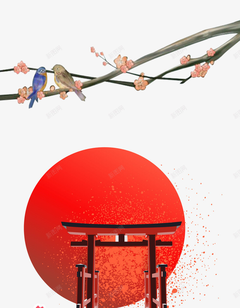 中国元素大图psd免抠素材_新图网 https://ixintu.com 300像素图 PSD免抠 大图免抠 太阳 建筑 高清免抠 鸟