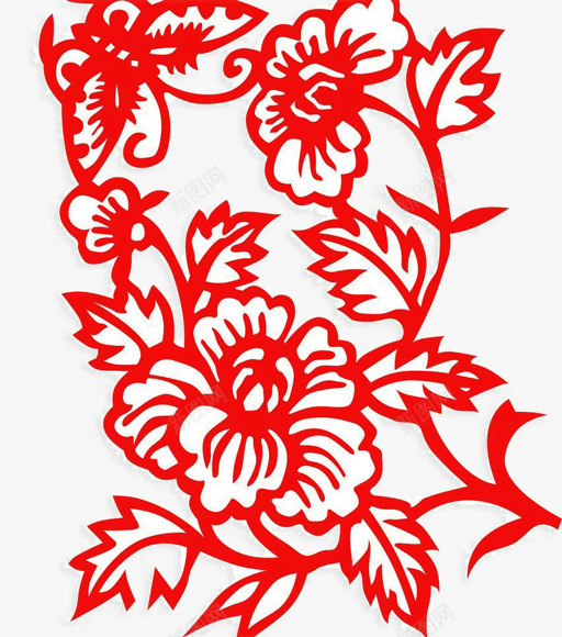 牡丹花剪纸psd免抠素材_新图网 https://ixintu.com 中国风剪纸 剪纸 剪纸图片 牡丹花剪纸