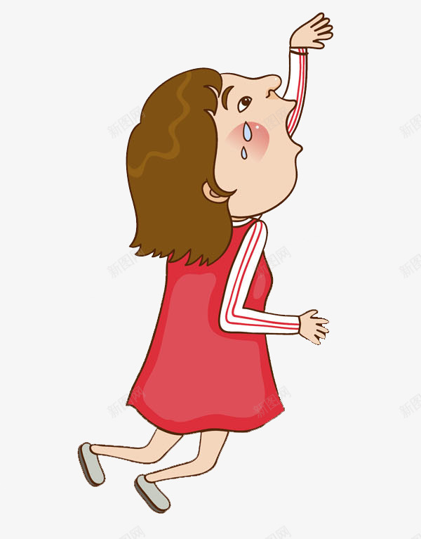哭啼的女人png免抠素材_新图网 https://ixintu.com 卡通 哭啼的 女人 招手的 流泪的 红色的 背影