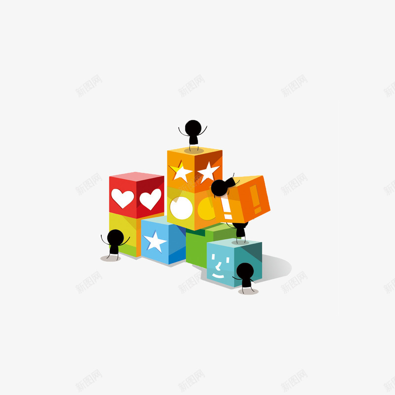 卡通方块小黑人png免抠素材_新图网 https://ixintu.com 卡通 小黑人 方块