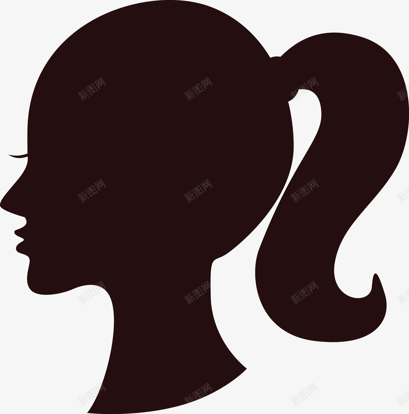 扎着小辫的女人矢量图图标eps_新图网 https://ixintu.com 五官 人 卡通 口鼻 头 头部 头部剪影 女人 女孩 矢量图 角色 身体 轮廓 面孔剪影