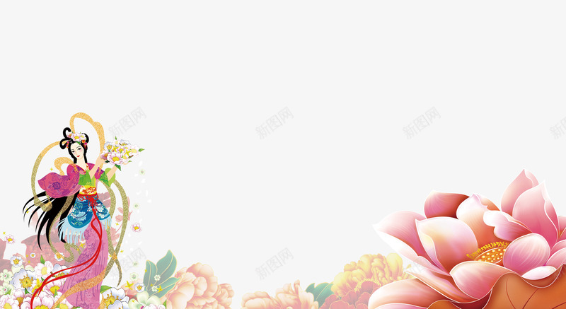 中秋节中国风嫦娥奔月唯美元素psd免抠素材_新图网 https://ixintu.com 中华传统 中国风 中秋节 传统节日 唯美 国风 嫦娥奔月 牡丹