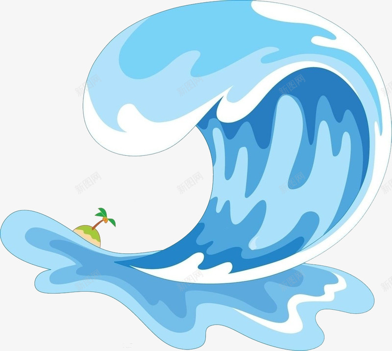海上风景png免抠素材_新图网 https://ixintu.com 波浪 海岛 绘画 艺术 装饰