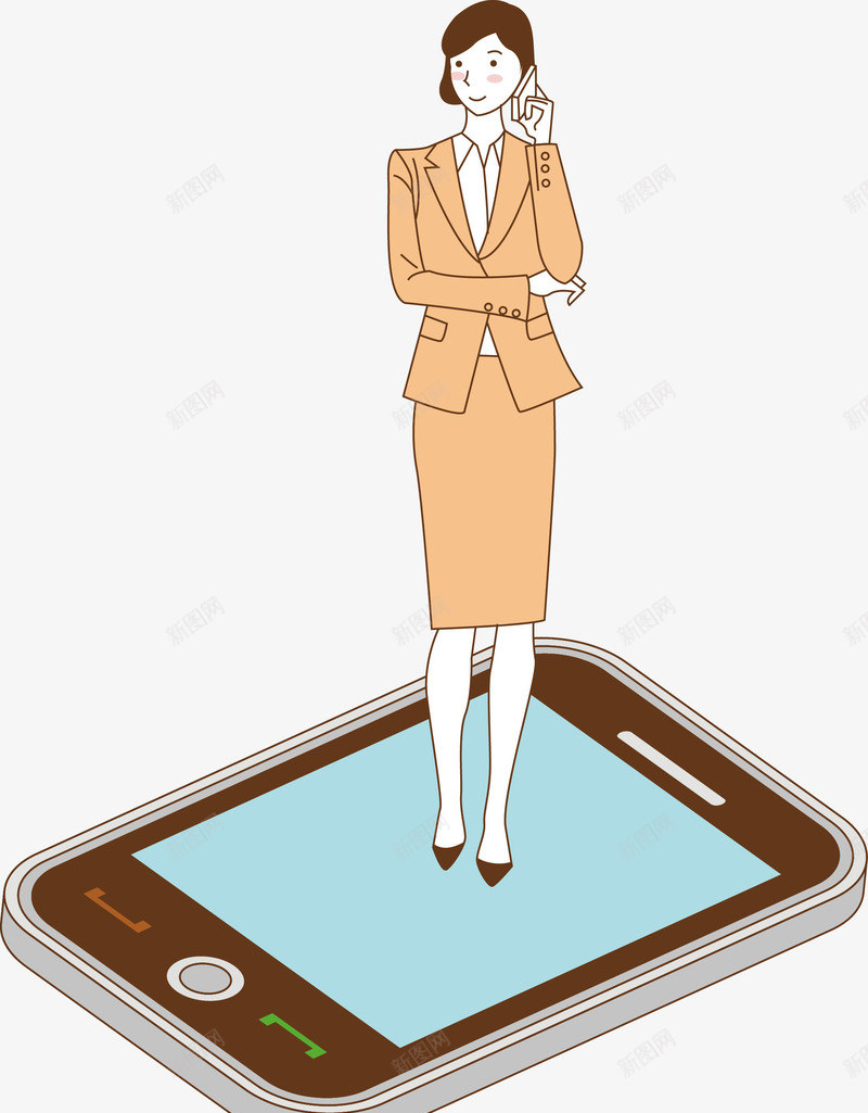 手机上的女人矢量图ai免抠素材_新图网 https://ixintu.com 女人 手机 打电话的人 矢量手机 矢量图