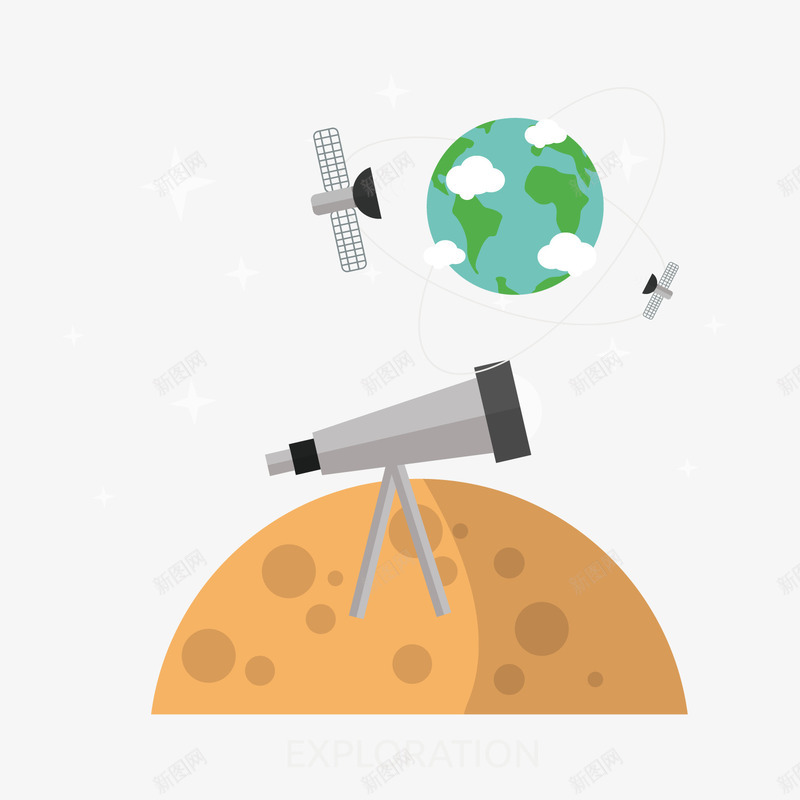 月亮太空插画png免抠素材_新图网 https://ixintu.com 太空 插画 月亮 科技 航天