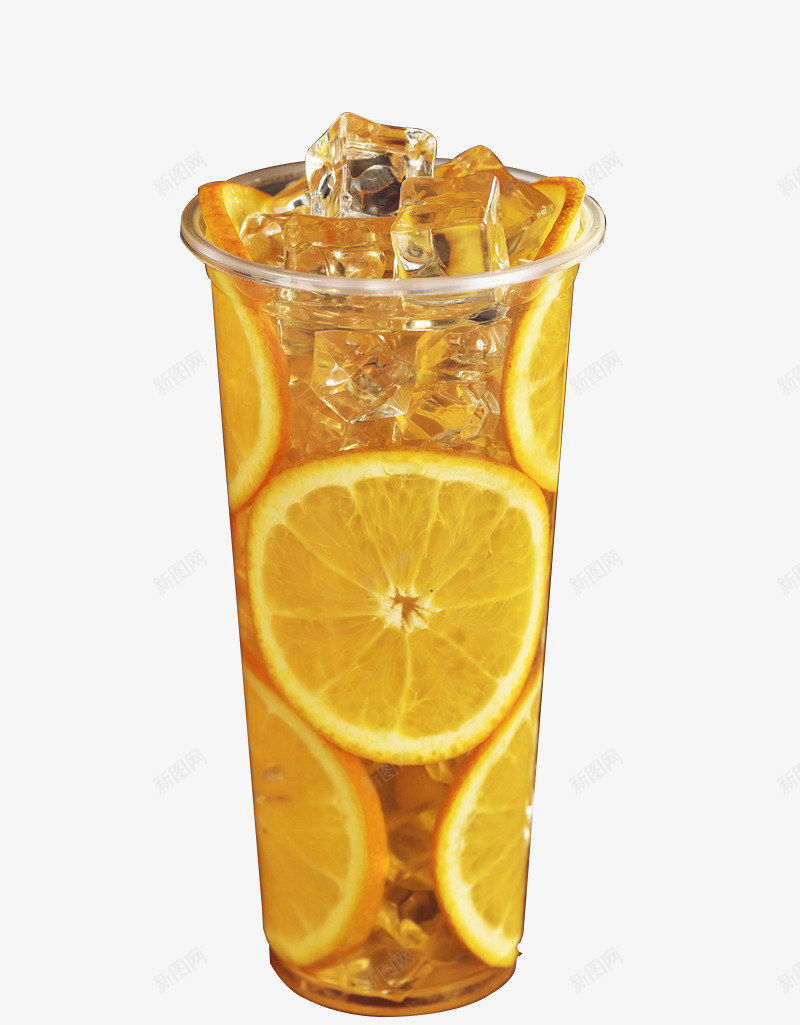 冰镇柚子茶的实物png免抠素材_新图网 https://ixintu.com 产品实物 冰块 冰镇柚子茶 夏日 奶茶 橙色 水果 清凉