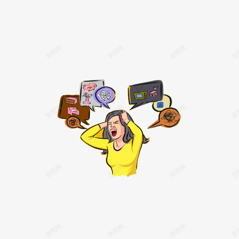 烦恼的女人psd免抠素材_新图网 https://ixintu.com PNG图形 PNG装饰 卡通 女人 烦恼 装饰