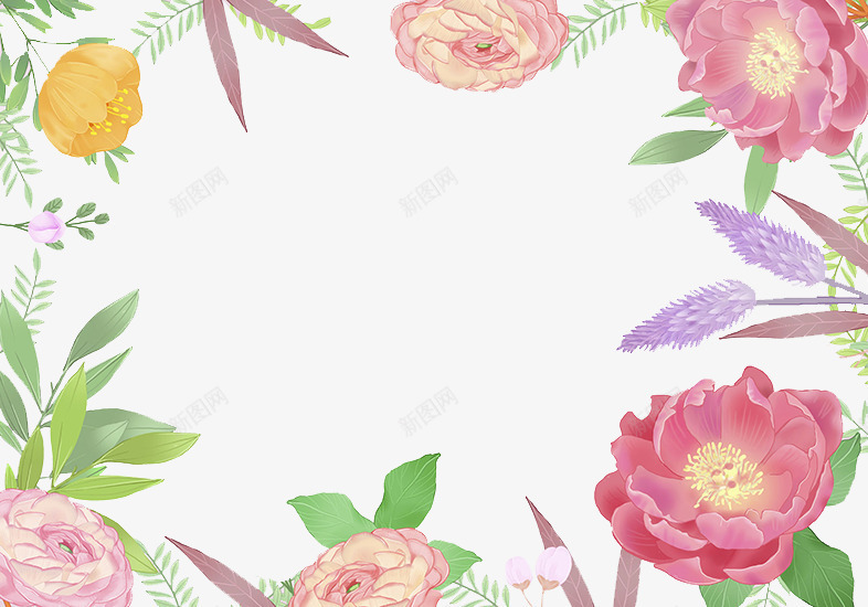 洋牡丹卡通插画背景png免抠素材_新图网 https://ixintu.com 卡通插画 洋牡丹 背景 花毛茛 芹菜花 草本花卉 陆莲花