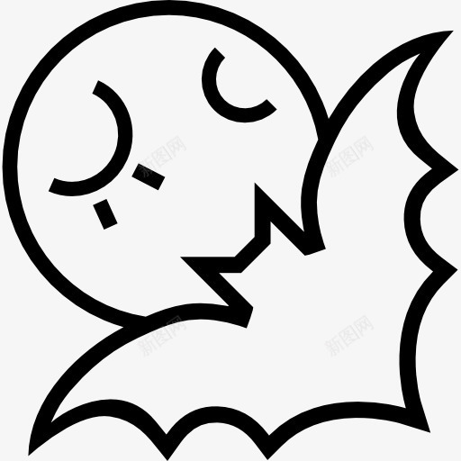 万圣节的月圆之夜蝙蝠的轮廓图标png_新图网 https://ixintu.com 万圣节 动物 晚上 月亮 概述 满月 蝙蝠 轮廓
