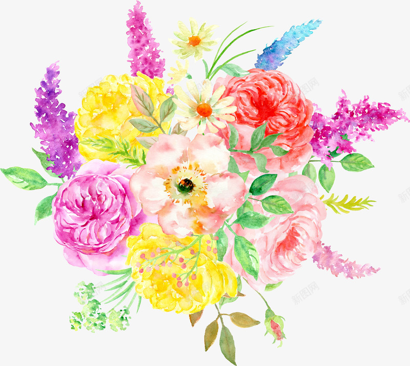 牡丹花手绘花簇png免抠素材_新图网 https://ixintu.com 手绘 牡丹 花