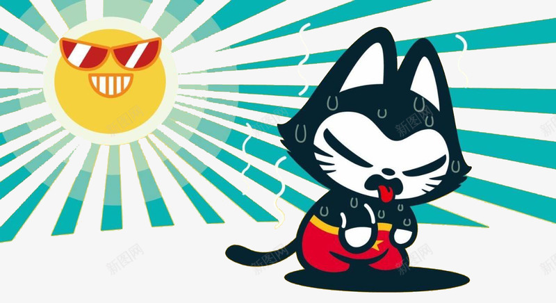 夏天的大太阳png免抠素材_新图网 https://ixintu.com 卡通手绘 卡通汗珠 太阳 炎热 热气 装饰