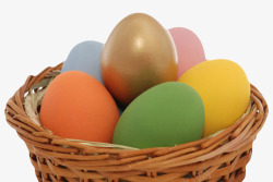 纯色食物复活节篮子中的食用彩蛋素材
