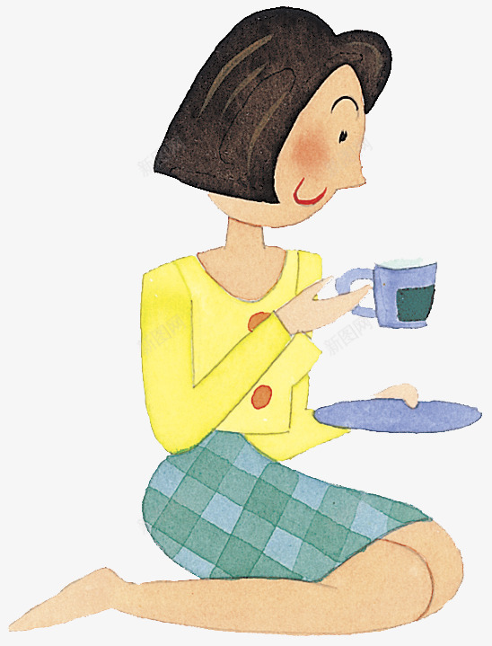 拿着杯子喝茶的女子png免抠素材_新图网 https://ixintu.com 下午茶 休息 休闲 养生 喝茶 女人喝茶 女士 拿着杯子 放松 杯子 水 茶 饮料