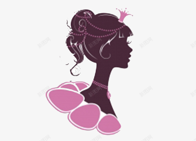 戴皇冠的女人头像剪影png免抠素材_新图网 https://ixintu.com 元素 剪影 头像 女人