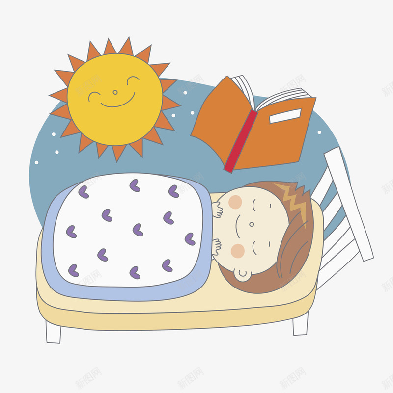睡觉的男孩png免抠素材_新图网 https://ixintu.com 书本 书籍 卡通 可爱 太阳 手绘 水彩 男孩 睡觉