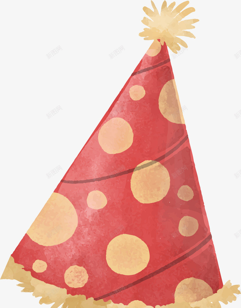 卡通粉色尖尖帽png免抠素材_新图网 https://ixintu.com 可爱 手绘 新年庆祝 水彩 波点 矢量图案 粉色