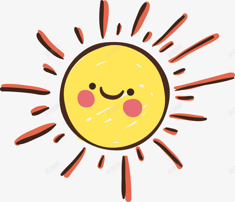黄色手绘微笑太阳png免抠素材_新图网 https://ixintu.com 5月8号 世界微笑日 图案 小黄人 幸福 开心 微笑太阳 手绘太阳 笑容