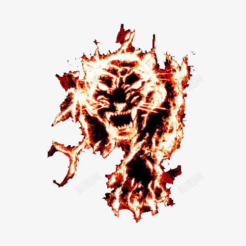 火光四射的老虎png免抠素材_新图网 https://ixintu.com 利爪 发威 广告设计 火光四射 火焰 火焰虎 老虎 设计