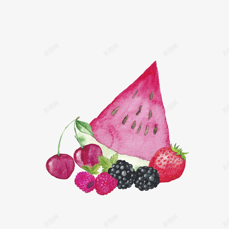 手绘水果西瓜草莓葡萄png免抠素材_新图网 https://ixintu.com 手绘 手绘水果西瓜草莓葡萄 水果 草莓 葡萄 西瓜