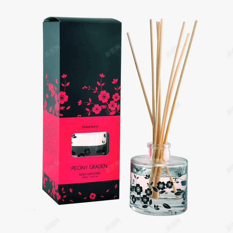 牡丹满园天然藤条香薰png免抠素材_新图网 https://ixintu.com 产品实物 天然藤条 柯露玛家 牡丹满园 香薰