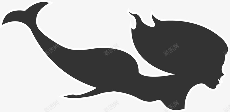 黑色美丽游动人鱼图标png_新图网 https://ixintu.com 6月8号 世界海洋日 人鱼剪影 大海 游动人鱼 美人鱼 美人鱼图案 自然