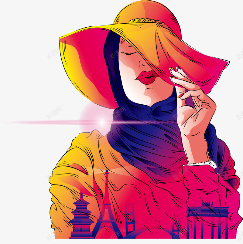 生活在中东地区的女人矢量图ai免抠素材_新图网 https://ixintu.com 中东地区 中东女性 伊斯兰女人 伊斯兰教 古尔邦节 宰牲节 矢量png 矢量图