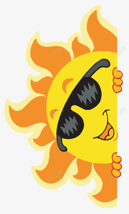 卡通太阳png免抠素材_新图网 https://ixintu.com 偷看 卡通 墨镜 太阳