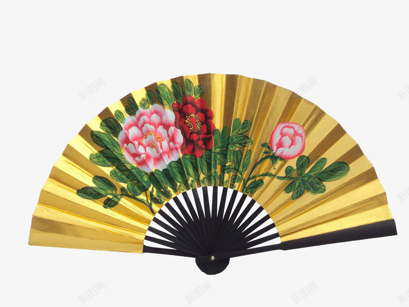 复古牡丹纸扇png免抠素材_新图网 https://ixintu.com 复古 折扇 文化 牡丹 纸扇花