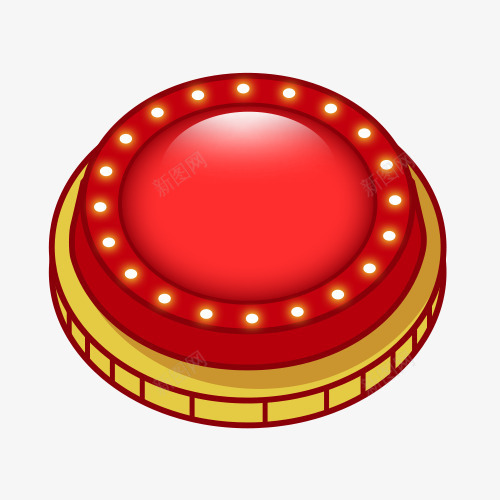 红色立体按钮png免抠素材_新图网 https://ixintu.com 卡通 立体按钮 红色 闪光