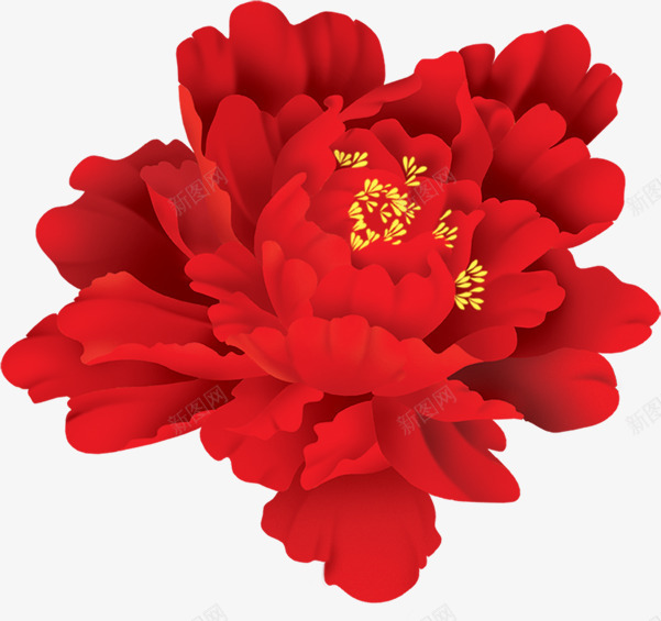 手绘红色牡丹花黄蕊png免抠素材_新图网 https://ixintu.com 牡丹花 红色