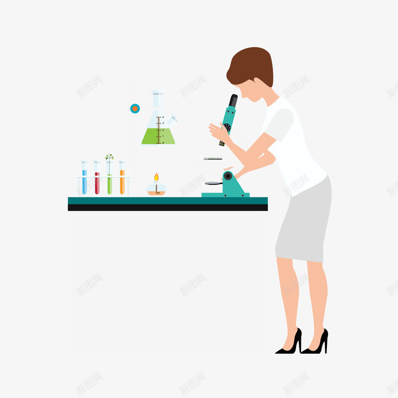 卡通正在研究的女人矢量图eps免抠素材_新图网 https://ixintu.com 卡通 卡通实验室 女人 实验室 工作 工作的女人 显微镜 科研 科研女人 科研实验室 矢量图