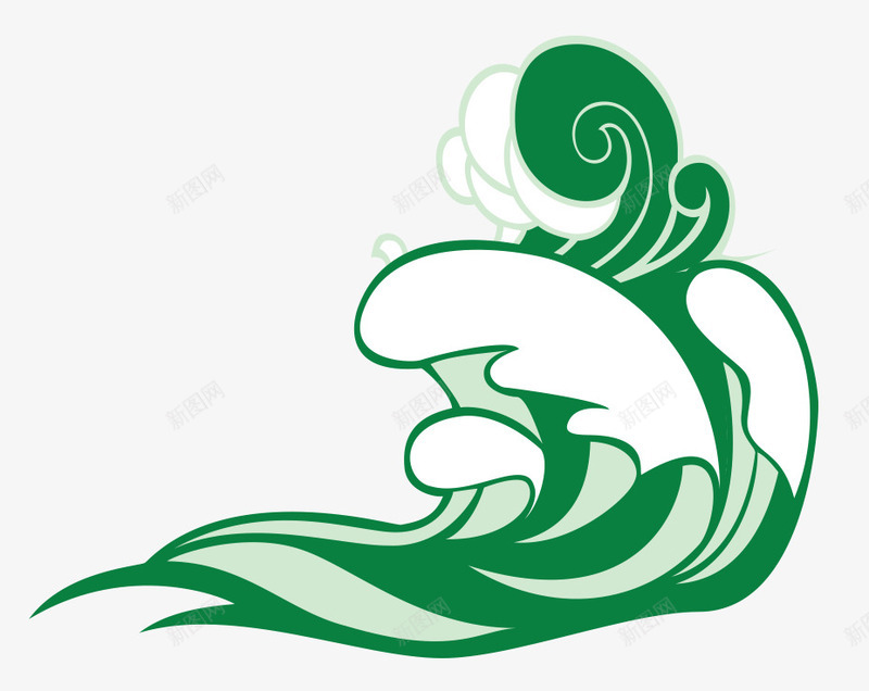 绿色中国风水纹png免抠素材_新图网 https://ixintu.com 中国国风 水浪 水纹 波浪 浪花 绿色