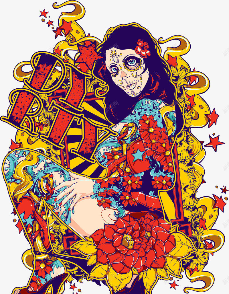 满身是花朵的女人psd免抠素材_新图网 https://ixintu.com T恤印花图案 印花 女人 服装印花 服装印花设计 花朵