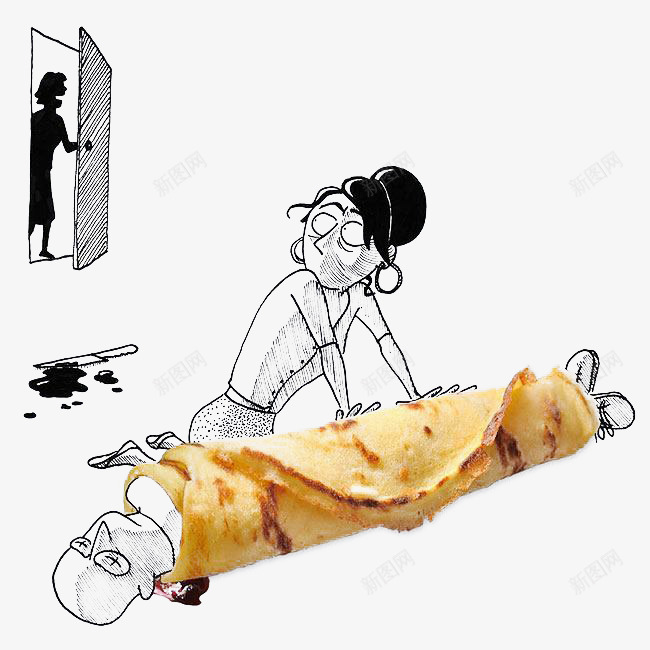 厨房幽默故事之谋杀png免抠素材_新图网 https://ixintu.com 厨房 女人 小刀 幽默故事 插图 简笔画 美食