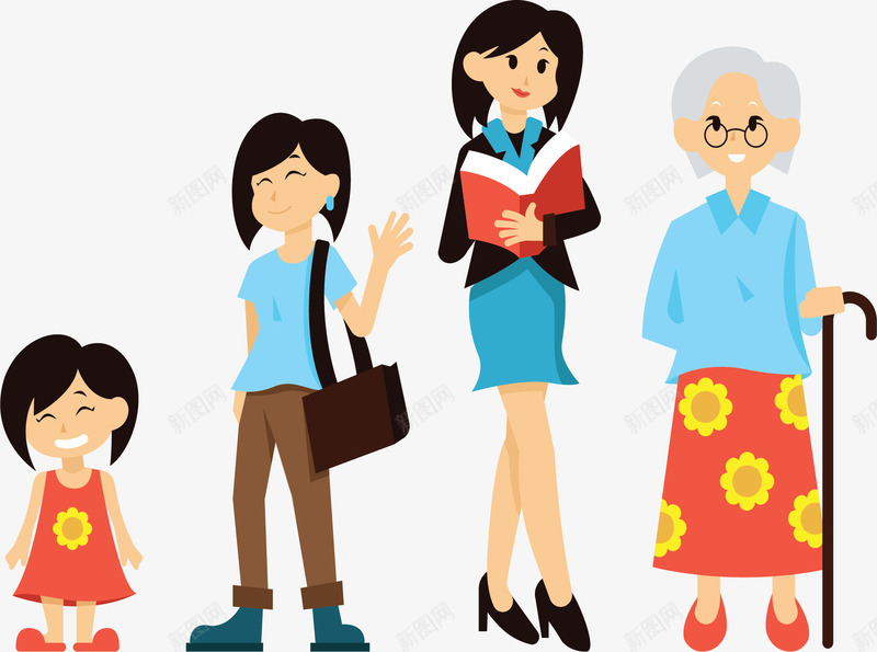 女人不同年龄形象矢量图ai免抠素材_新图网 https://ixintu.com 不同年龄 女人 女人变化 女人形象 生命周期 矢量png 矢量图