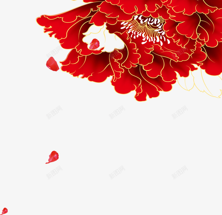中国红牡丹全屏海报png免抠素材_新图网 https://ixintu.com 中国 海报 牡丹